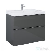   AREZZO design Monterey 80cm-es alsószekrény 2 fiókkal magasfényű szürke, szifonkivágással AR-167082