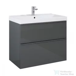   AREZZO design Monterey 80cm-es alsószekrény 2 fiókkal magasfényű szürke, szifonkivágással AR-167082