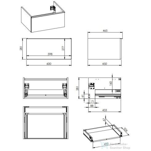 AREZZO design Monterey 60cm-es alsószekrény 1 fiókkal, szifonkivágás nélkül, magasfényű fehér AR-167087