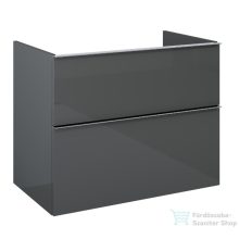   AREZZO design Monterey 80cm-es alsószekrény 2 fiókkal, szifonkivágás nélkül, magasfényű antracit AR-167094