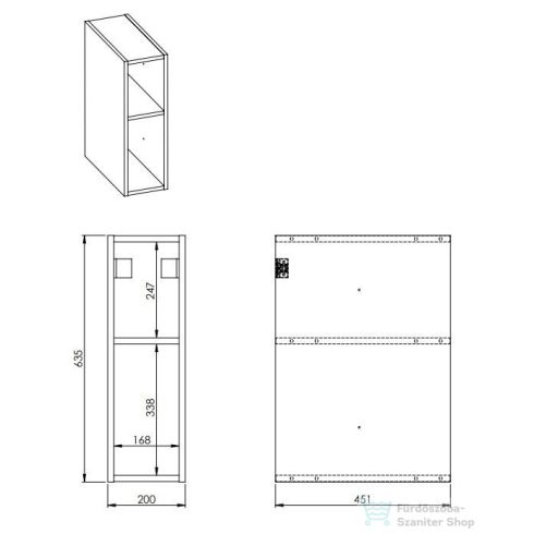 AREZZO design Monterey Duo 20 cm-es nyitott elem Canela tölgy színben