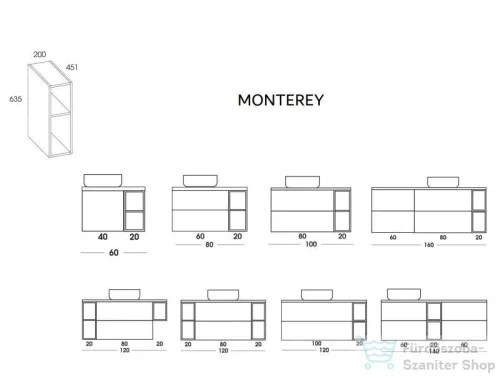 AREZZO design Monterey Duo 20 cm-es nyitott elem Canela tölgy színben