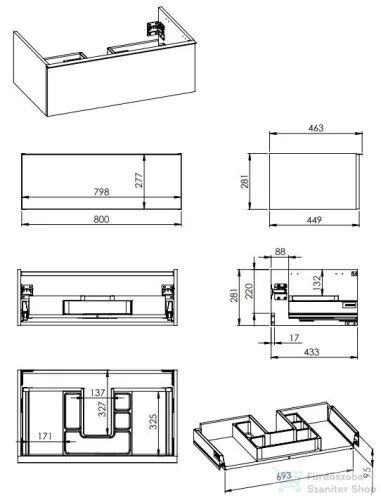 AREZZO design Monterey 80 cm-es alsószekrény 1 fiókkal, Canela tölgy színben