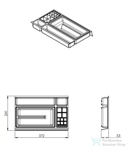 AREZZO design Fiókrendező 400 mm, M méret, matt antracit AR-167351