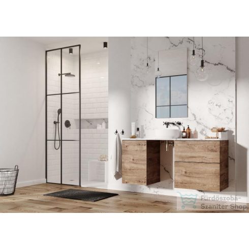 AREZZO design Monterey 40cm-es oldalszekrény szennyeskosárral Canela tölgy színben