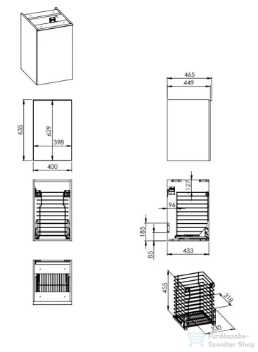AREZZO design Monterey 40cm-es oldalszekrény szennyeskosárral Canela tölgy színben