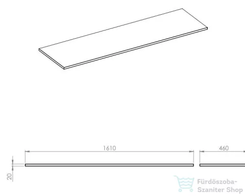 AREZZO design 160x46 cm márvány mosdópult Matt Fekete színben AR-167485