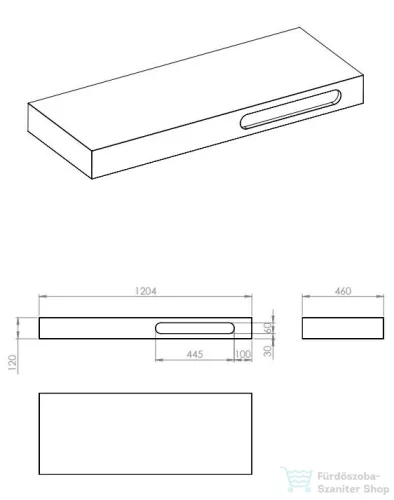 AREZZO design 120x46 cm márvány konzolos mosdópult Matt Fekete színben AR-167489