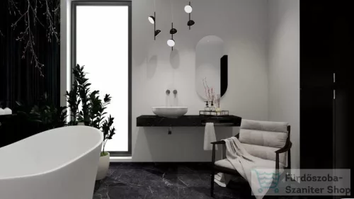 AREZZO design 120x46 cm márvány konzolos mosdópult Matt Fekete színben AR-167489