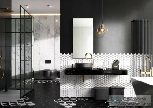 AREZZO design 120x46 cm márvány konzolos mosdópult Matt Fekete színben AR-167489