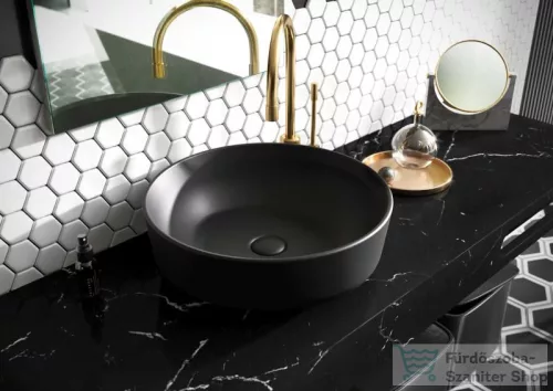 AREZZO design 120x46 cm márvány konzolos mosdópult Matt Fekete színben AR-167489