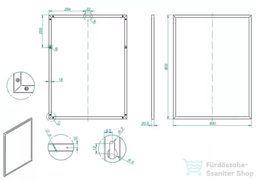 AREZZO design keretes tükör 80x60 cm, fekete AR-167581