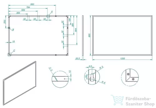 AREZZO design keretes tükör 120x80 cm, fekete AR-167584