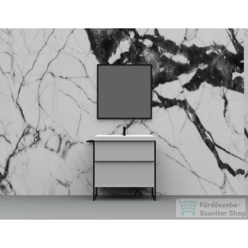 AREZZO design Monterey 80cm-es alsószekrény 2 fiókkal Matt Szürke színben, szifonkivágással