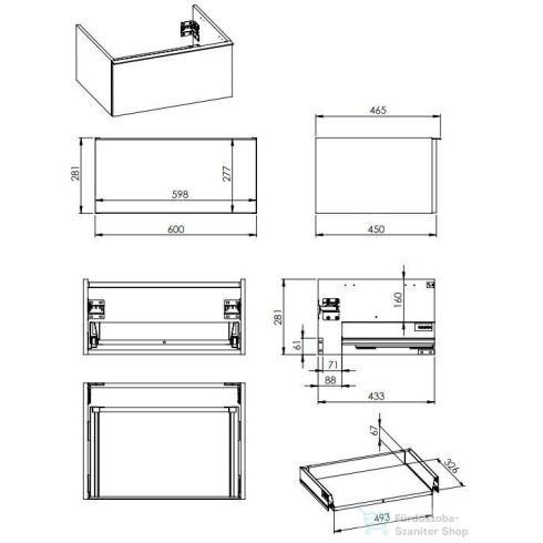 AREZZO design Monterey 60cm-es alsószekrény 1 fiókkal Matt Fehér színben