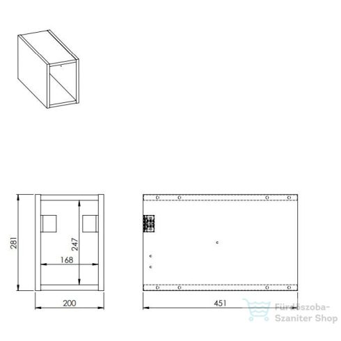 AREZZO design Monterey Slim 20 cm-es nyitott elem Matt Szürke színben