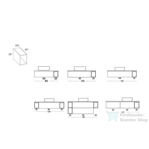 AREZZO design Monterey Slim 20 cm-es nyitott elem Matt Szürke színben