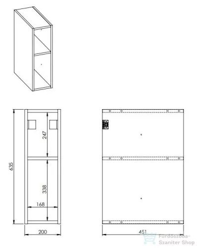 AREZZO design Monterey Duo 20 cm-es nyitott elem Matt Fehér színben
