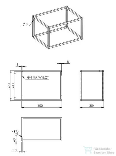 AREZZO design Monterey  alsó polcos fekete fémkeret 60, grafit szürke üvegpolccal AR-167665