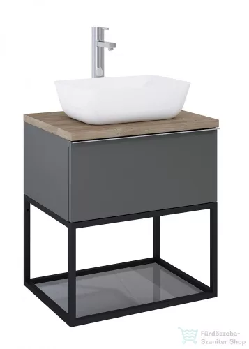 AREZZO design Monterey  alsó polcos fekete fémkeret 60, grafit szürke üvegpolccal AR-167665