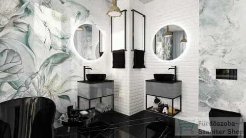 AREZZO design Monterey  alsó polcos fekete fémkeret 60, grafit szürke üvegpolccal AR-167665