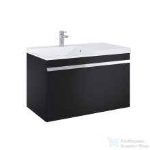   AREZZO design NEVADA 90 cm-es alsószekrény 1+1 fiókkal, Matt Fekete színben, szifonkivágással AR-167687