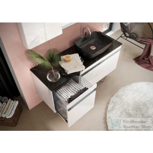 AREZZO design Nevada 50 cm-es oldalszekrény szennyeskosárral, Mf. Fehér színben AR-167726