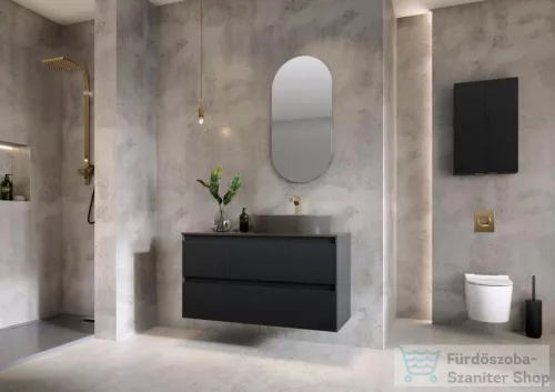 AREZZO design 50 cm-es Felső szekrény (12,6 cm mély) 2 ajtós Matt Fekete minden típushoz