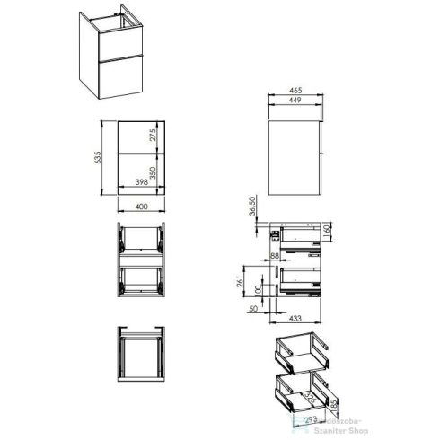 AREZZO design Monterey 40cm-es oldalszekrény 2 fiókkal, Canela tölgy színben