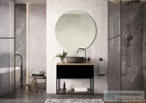 AREZZO design MONTEREY 60 cm-es alsószekrény 1 fiókkal matt fekete színben, szifonkivágással AR-168103