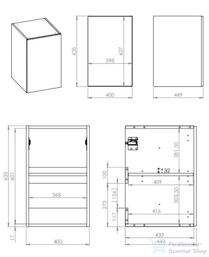 AREZZO design MONTEREY 40 cm-es oldalszekrény 1 ajtóval Matt fekete színben AR-168114