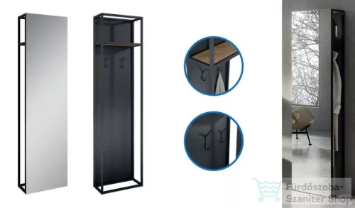 AREZZO design NEBO TÜKÖR CANELA TÖLGY POLCCAL 50/190, MATT FEKETE AR-168366