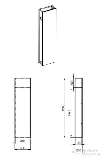 AREZZO design NEBO TÜKÖR CANELA TÖLGY POLCCAL 50/190, MATT FEKETE AR-168366