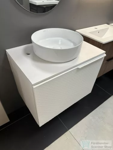 BEMUTATÓTERMI AREZZO design MALIBU 70 alsószekrény (matt fehér) + márvány mosdópult (matt fehér) + LORCA mosdó (fényes fehér) + click-clack leeresztő (fényes fehér) (esztétikai sérült pult)