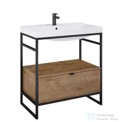   AREZZO design NEBO alsószekrény 80 cm-es, 1 fiókkal, Canela tölgy/matt fekete (2 doboz) AR-168432SET