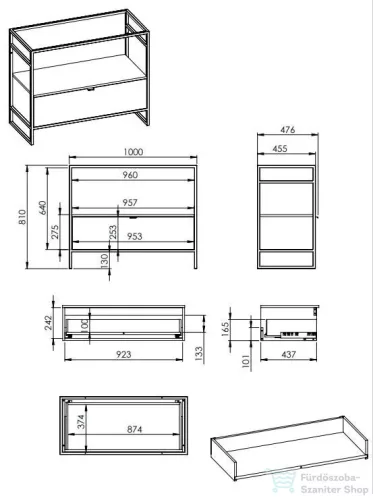 AREZZO design NEBO alsószekrény 100 cm-es, 1 fiókkal, Canela tölgy, matt fekete (2 doboz) AR-168433SET