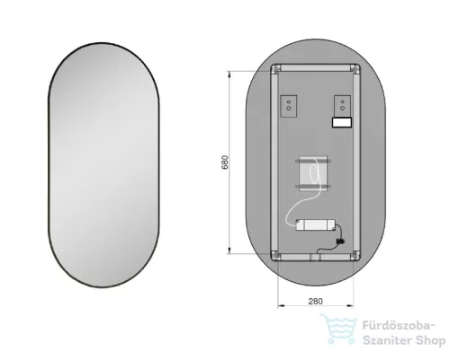 AREZZO design SHARON ovális LED tükör 52/92, arany AR-168463