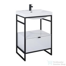   AREZZO design NEBO alsószekrény 60 cm-es, 1 fiókkal, mf fehér, matt fekete (2 doboz)