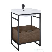   AREZZO design NEBO alsószekrény 60 cm-es, 1 fiókkal, lincoln dió, matt fekete (2 doboz) AR-168679SET