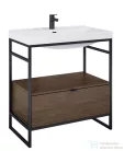 AREZZO design NEBO alsószekrény 80 cm-es, 1 fiókkal, lincoln dió, matt fekete (2 doboz) AR-168680SET