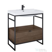   AREZZO design NEBO alsószekrény 80 cm-es, 1 fiókkal, lincoln dió, matt fekete (2 doboz) AR-168680SET