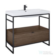   AREZZO design NEBO alsószekrény 100 cm-es, 1 fiókkal, Lincoln dió, matt fekete (2 doboz) AR-168681SET