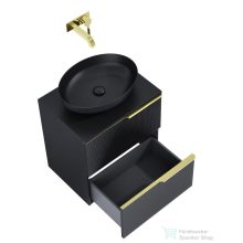   AREZZO design MONTEREY GLASS 60 cm-es alsószekrény, 2 fiókkal, matt fekete AR-168740