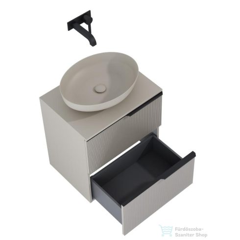 AREZZO design MONTEREY GLASS 60 cm-es alsószekrény, 2 fiókkal, matt bézs AR-168741