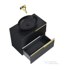   AREZZO design MONTEREY GLASS 80 cm-es alsószekrény, 2 fiókkal, matt fekete AR-168743