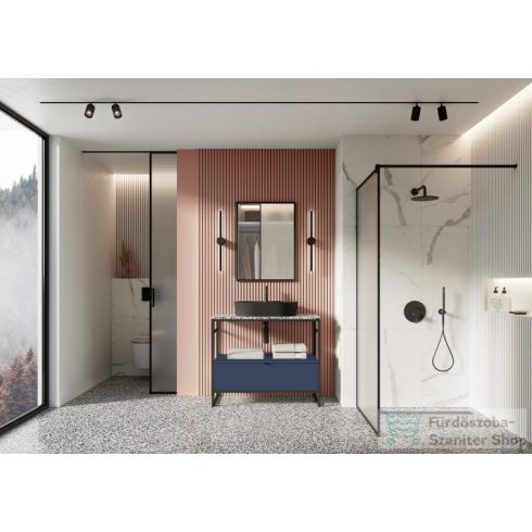 AREZZO design NEBO alsószekrény 100 cm-es, 1 fiókkal, matt kék, matt fekete (2 doboz) AR-168755SET