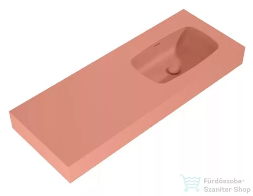 AREZZO design MABEL öntöttmárvány falra szerelhető mosdó 120 cm, jobb, matt terra pink AR-168883