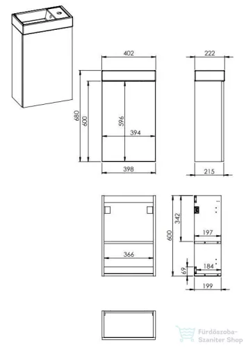 Arezzo design MINI 40 1 ajtós (alsószekrény + mosdó), canela tölgy AR-168991