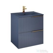   AREZZO design MONTEREY GLASS 60 cm-es alsószekrény, 2 fiókkal, matt kék AR-169082