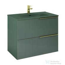   AREZZO design MONTEREY GLASS 80 cm-es alsószekrény, 2 fiókkal, matt zöld AR-169083